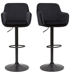 Tabourets de bar réglables en velours noir et métal (lot de 2) amika