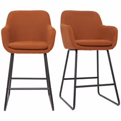 Tabourets de bar en tissu effet velours terre brûlée H65 cm (lot de 2) AMIKA