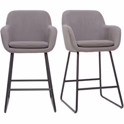 Tabourets de bar en tissu effet velours gris H75 cm (lot de 2) AMIKA