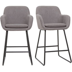 Tabourets de bar en tissu effet velours gris H75 cm (lot de 2) AMIKA