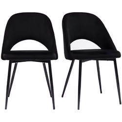 Chaises vintage noires en tissu velours et métal (lot de 2) COSETTE