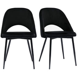 Chaises vintage noires en tissu velours et métal (lot de 2) COSETTE