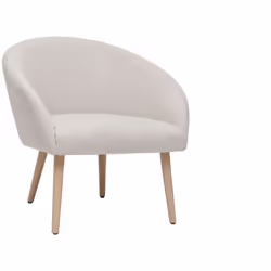 Fauteuil scandinave en tissu effet velours texturé beige et bois clair OLIVIA