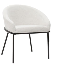 Chaise design en tissu velours chenille blanc cassé et métal noir JENNA