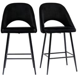 Tabourets de bar en velours noir et métal H65 cm (lot de 2) COSETTE