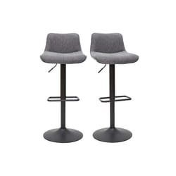 Tabourets de bar réglables pivotants 360° en tissu effet velours texturé gris et métal (lot de 2) BOOST