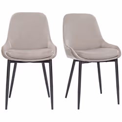 Chaises design en tissu velours taupe et métal noir (lot de 2) HOLO