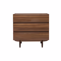 Commode finition bois foncé noyer 3 tiroirs L80 cm SANAA