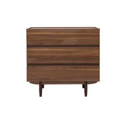 Commode finition bois foncé noyer 3 tiroirs L80 cm SANAA