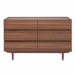 Commode finition bois foncé noyer 6 tiroirs L120 cm SANAA