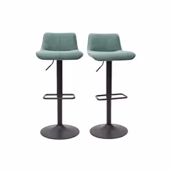 Tabourets de bar réglables en tissu effet velours texturé vert céladon et métal (lot de 2) BOOST