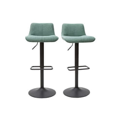 Tabourets de bar réglables en tissu effet velours texturé vert céladon et métal (lot de 2) BOOST