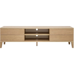 Meuble TV scandinave bois clair chêne 4 tiroirs L180 cm FREDDY