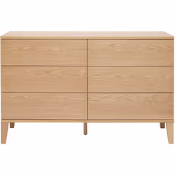 Commode en bois clair chêne 6 tiroirs L120 cm FREDDY