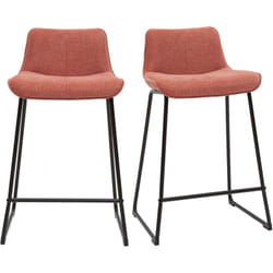Tabourets de bar en tissu effet velours texturé terracotta et métal H65 cm (lot de 2) boost