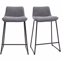 Tabourets de bar en tissu effet velours texturé gris et métal H65 (lot de 2) BOOST