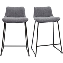 Tabourets de bar en tissu effet velours texturé gris et métal H65 (lot de 2) BOOST