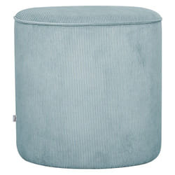 Pouf rond en tissu velours côtelé bleu grisé D40 cm LOUIS