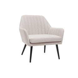 Fauteuil design en tissu effet velours texturé beige et métal noir GASTON