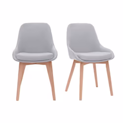 Chaises scandinaves en tissu gris clair et bois clair massif (lot de 2) HOLO