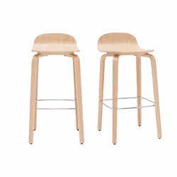 Tabourets de bar scandinaves bois chêne H68 cm (lot de 2) OBRA