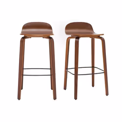 Miliboo - Tabourets de bar vintage noyer H68 cm (lot de 2) OBRA