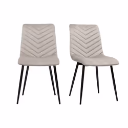 Chaises design en tissu velours taupe et métal noir (lot de 2) PUMPKIN