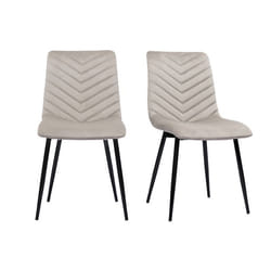 Chaises design en tissu velours taupe et métal noir (lot de 2) PUMPKIN