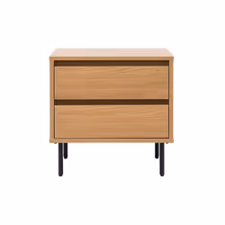 Table de chevet avec rangements 2 tiroirs finition bois clair chêne L50 cm ARAGON