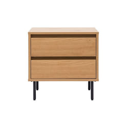 Table de chevet avec rangements 2 tiroirs finition bois clair chêne L50 cm ARAGON