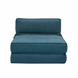 Chauffeuse 1 place convertible en tissu bleu canard KATY