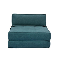 Chauffeuse 1 place convertible en tissu bleu canard KATY