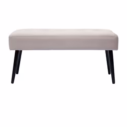 Banc design capitonné en tissu velours taupe et métal noir L96 cm GUESTA
