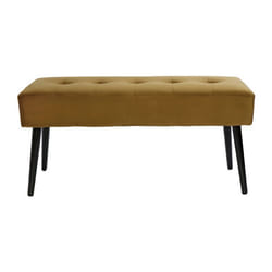 Banc design capitonné en tissu velours bronze et métal noir L96 cm GUESTA
