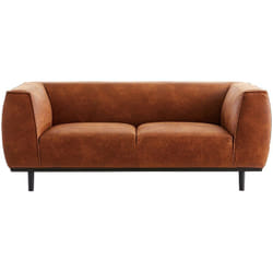 Miliboo - Canapé design 2-3 places en cuir aspect vieilli marron cognac morris