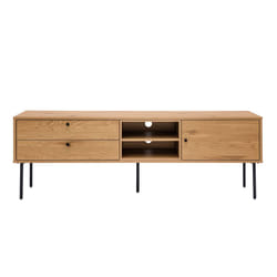 Meuble tv finition en bois clair chêne et métal noir L160 cm pernelle