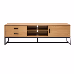 Meuble TV finition bois clair chêne et métal noir L160 cm LOVATO