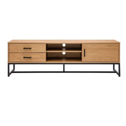 Meuble TV finition bois clair chêne et métal noir L160 cm LOVATO