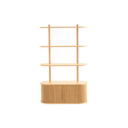 Miliboo - Bibliothèque murale en bois clair chêne avec rangement 2 portes coulissantes L90 cm EPIC