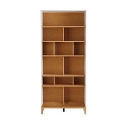 Bibliothèque scandinave en bois clair chêne et blanc L90 cm abel