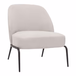 Fauteuil design en tissu effet velours texturé beige et métal noir BREGO