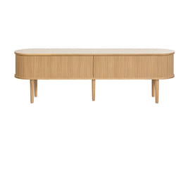 Meuble tv vintage bois clair chêne avec rangements 2 portes coulissantes L180 cm epic