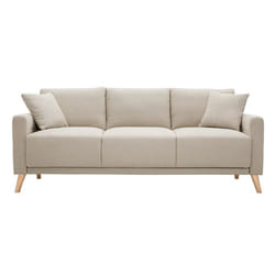 Canapé 3 places en tissu beige et bois clair MUNIK