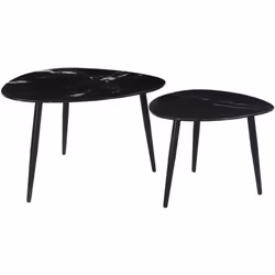 Tables basses gigognes ovales en marbre noir et métal (lot de 2) PLATZ