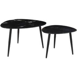 Tables basses gigognes ovales en marbre noir et métal (lot de 2) PLATZ