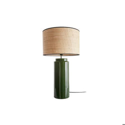 Miliboo - Lampe à poser en céramique émaillée verte et abat-jour en raphia naturel H64 cm MAJES