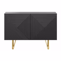 Buffet design gravé noir et métal doré 2 portes L107 cm OZEN