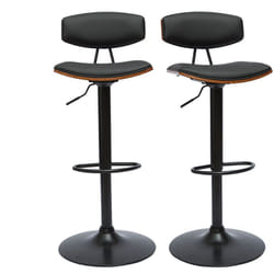 Tabourets de bar design réglables noir et bois foncé (lot de 2) VASCO