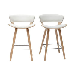 Miliboo - Tabourets de bar design blanc et bois clair H65 cm (lot de 2) SYRAH