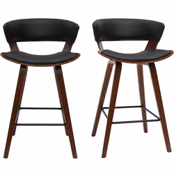 Tabourets de bar design noir et bois foncé H65 cm (lot de 2) SYRAH